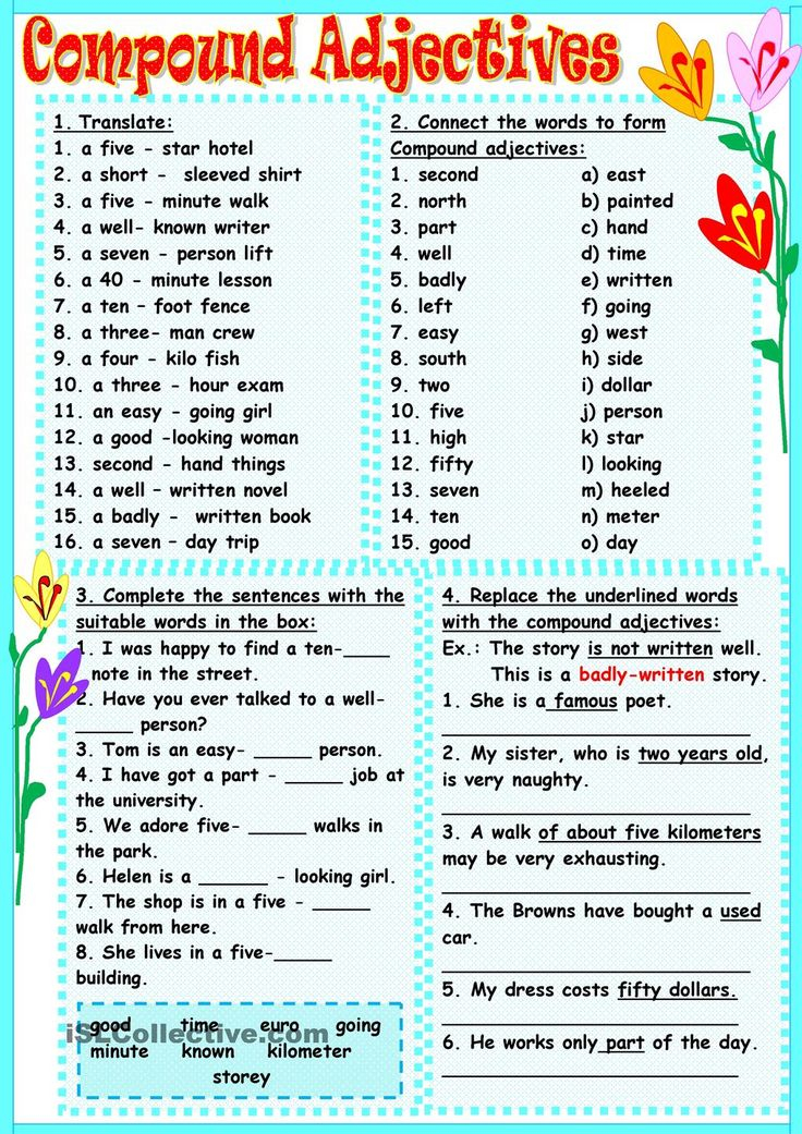 Compound Adjectives Adjectives Compound Words Worksheets Compound Words