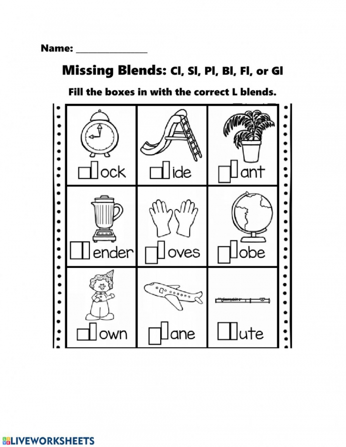 Consonant Sounds L Blends Worksheets 99Worksheets