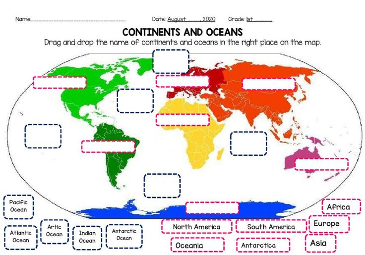 Continents And Oceans Online Worksheet For Grade 1 You Can Do The 