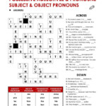 Crossword Crossword Possessive Adjectives Grammar Quiz