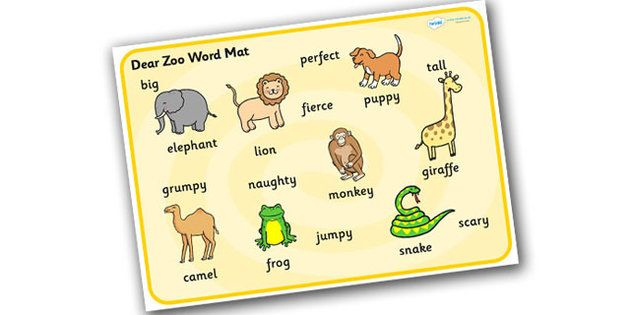 Dear Zoo Word Mat Images Dear Zoo Zoo Dear