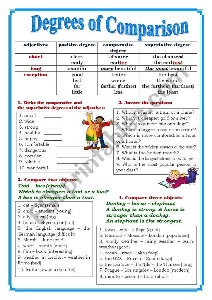 Degrees Of Comparison ESL Worksheet By Yuliya888