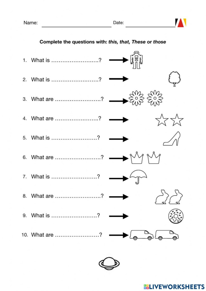 Demonstrative Adjectives Free Worksheet