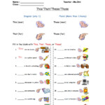 Demonstrative Pronoun Worksheet