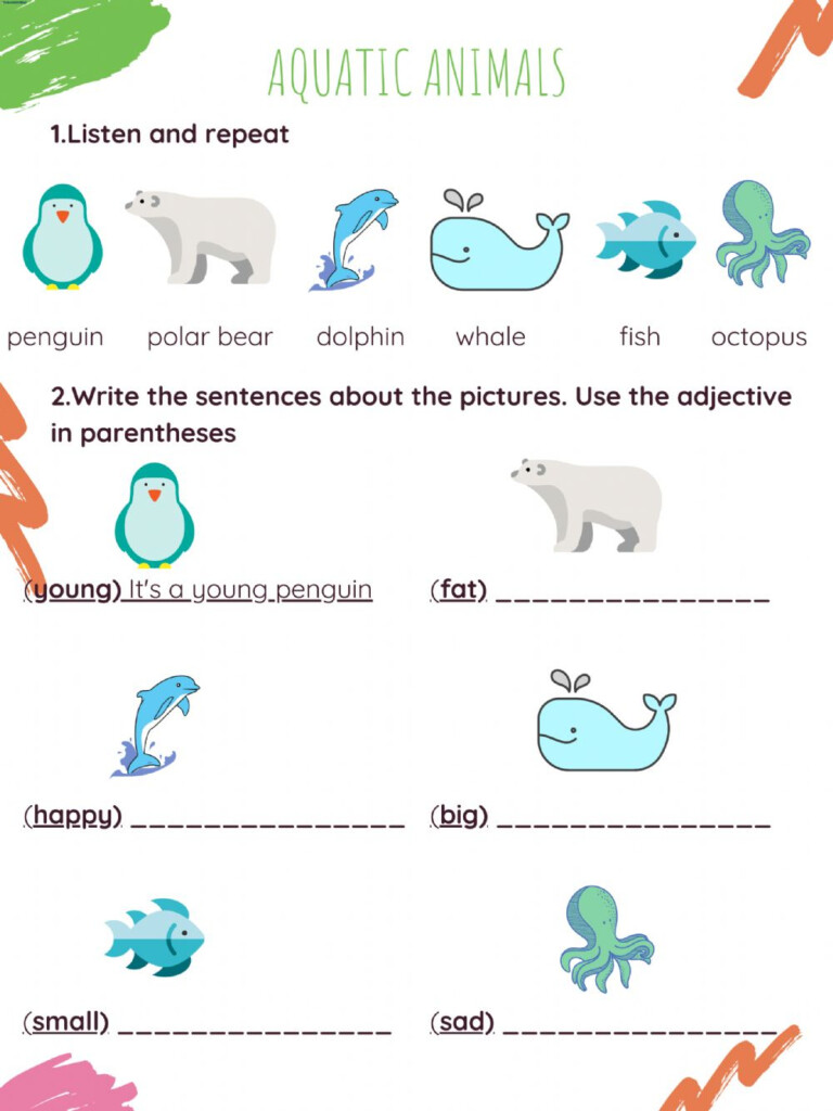 Describing Aquatic Animals Worksheet