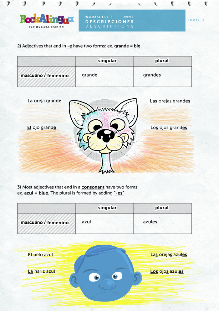 Descriptions Worksheet Rockalingua