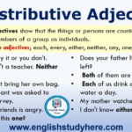 Distributive Adjectives In English English Study Adjectives English