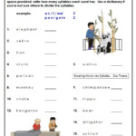 Dividing Syllables Syllable Worksheet Kindergarten Worksheets