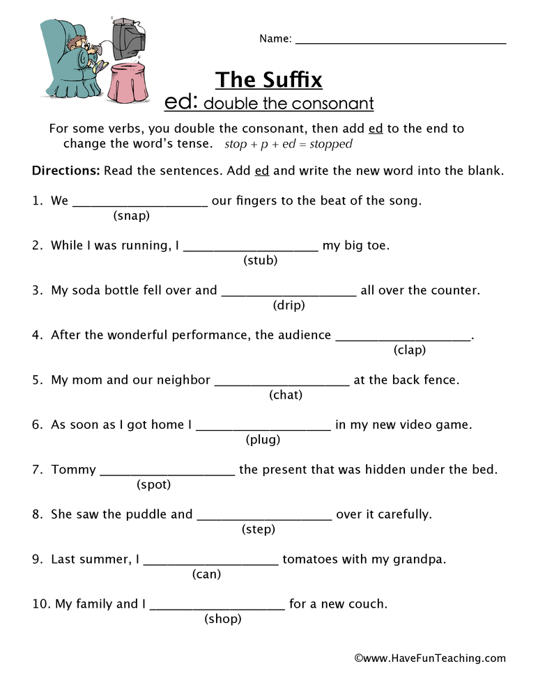 ED Suffix Worksheet Have Fun Teaching