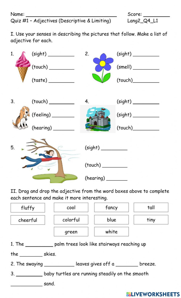 Ejercicio De Adjectives Descriptive And Limiting 