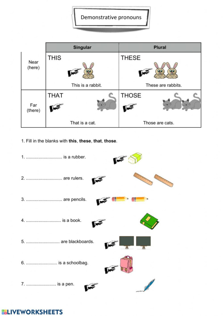 Ejercicio Interactivo De Demonstrative Adjectives