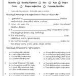 English Unite The Order Of Adjectives Worksheet