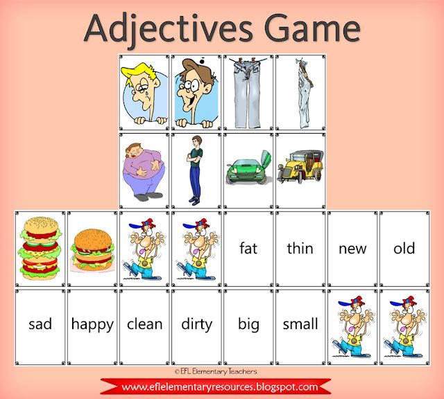 ESL Adjective Game Kindergarten Games Efl Teaching Esl Teaching