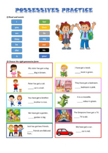 Possessive Adjectives Free Printable Worksheets - Adjectiveworksheets.net