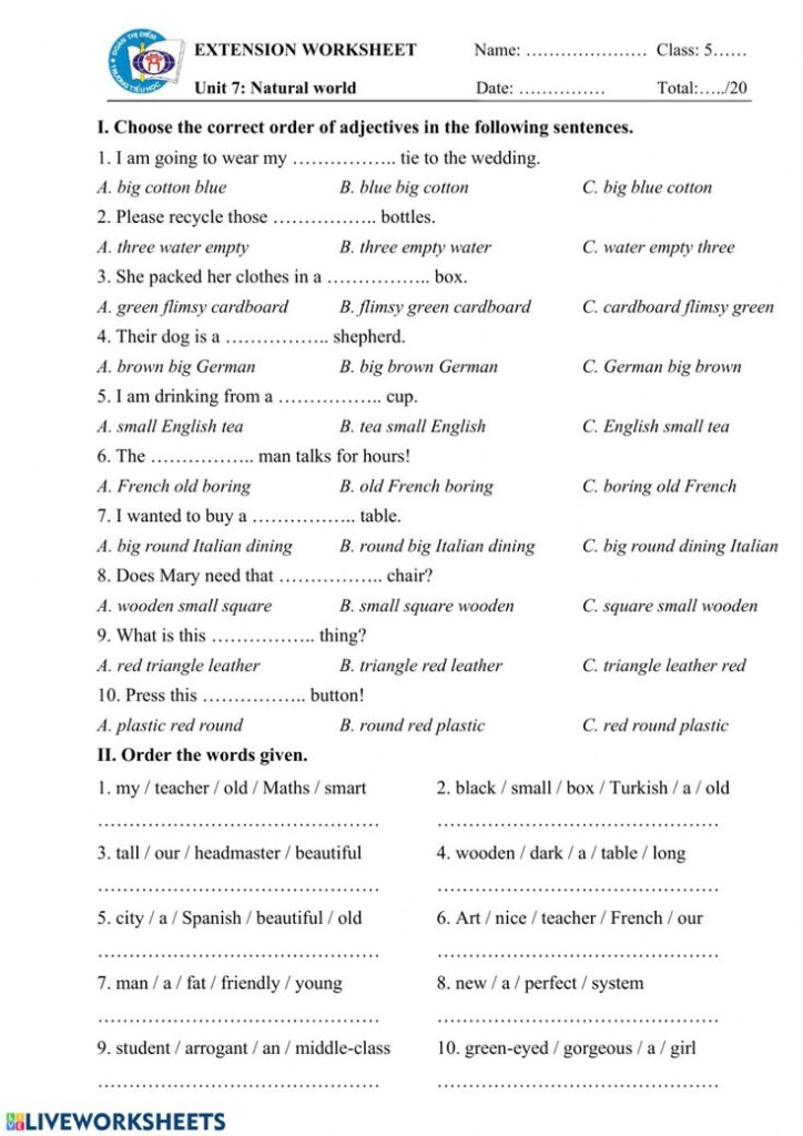 Find The Adjective Worksheet