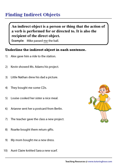 Finding Indirect Objects Worksheet In 2021 Subject And Predicate