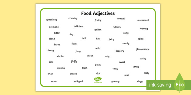 Food Adjectives Word Mat Teacher Made 