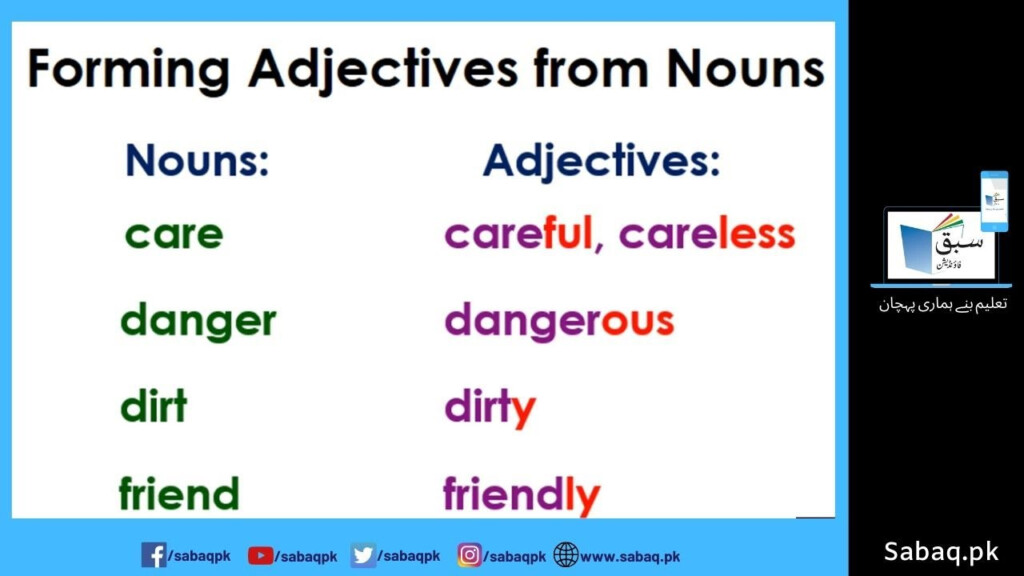 Forming Adjectives From Nouns Part 1 English Lecture Sabaq pk 