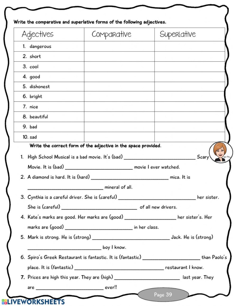 Free Esl Worksheets And Answer Keys For Comparatives Adjectives 