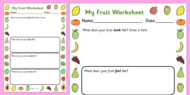 Fruits Description Worksheet Fruit Fruit Worksheet Fruit