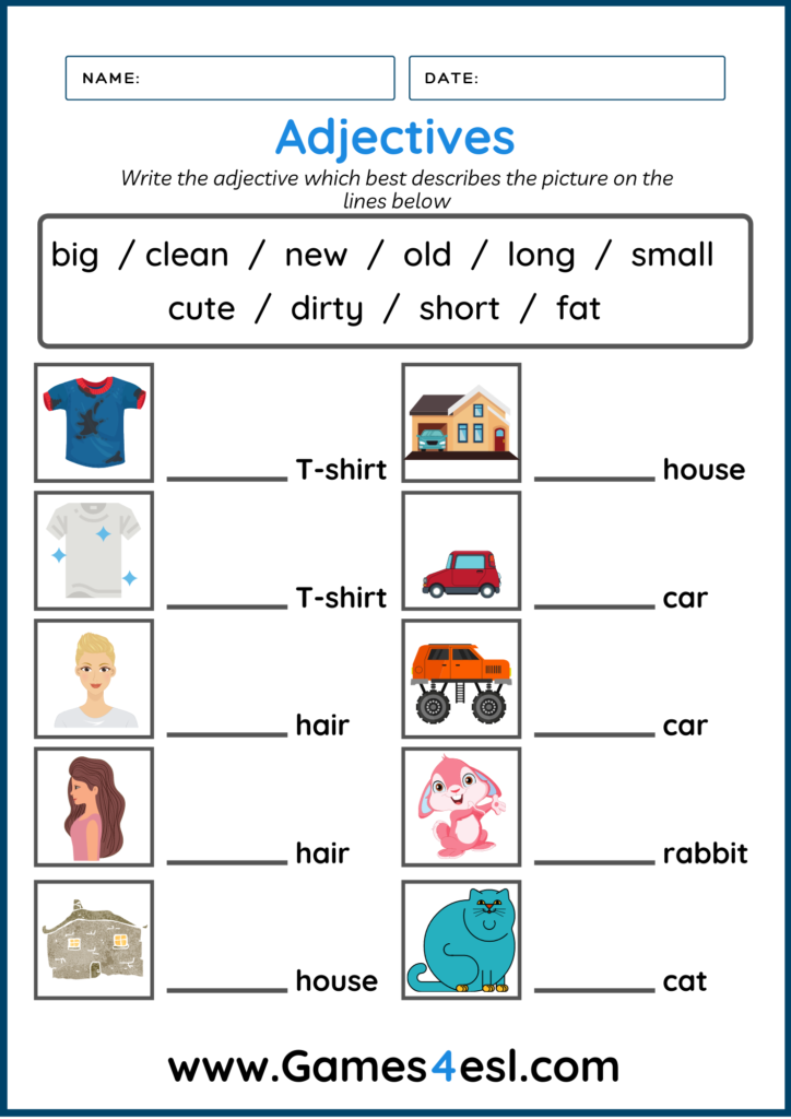 Fun Adjective Worksheets Grammar For Kids English Grammar For Kids 