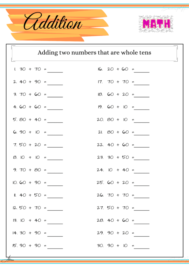 Grade 2 Math Worksheets Addition Whole Tenths Part 3 Education PH