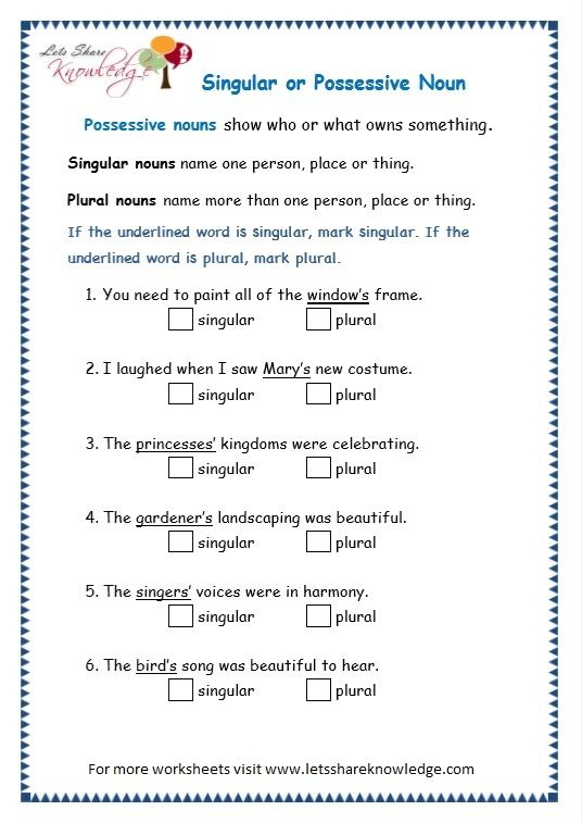 Grade 3 Grammar Topic 8 Possessive Nouns Worksheets Possessive Nouns 