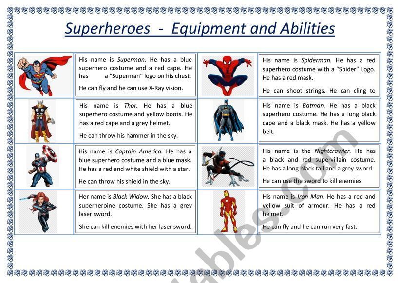 Here Is A Worksheet About Superheroes Students Have To Read Short