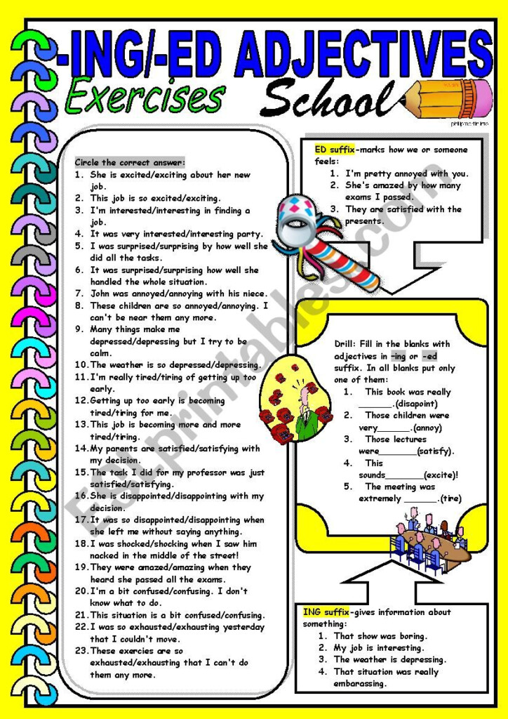  ING ED ADJECTIVES ESL Worksheet By Dackala