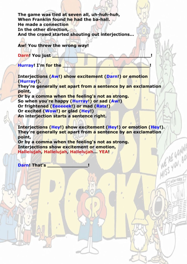 Interjections Schoolhouse Rock Worksheet