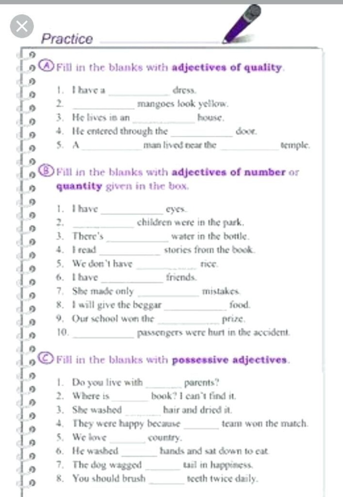 Kinds Of Adjectives Worksheets For Grade 4 Common And Proper 4th 