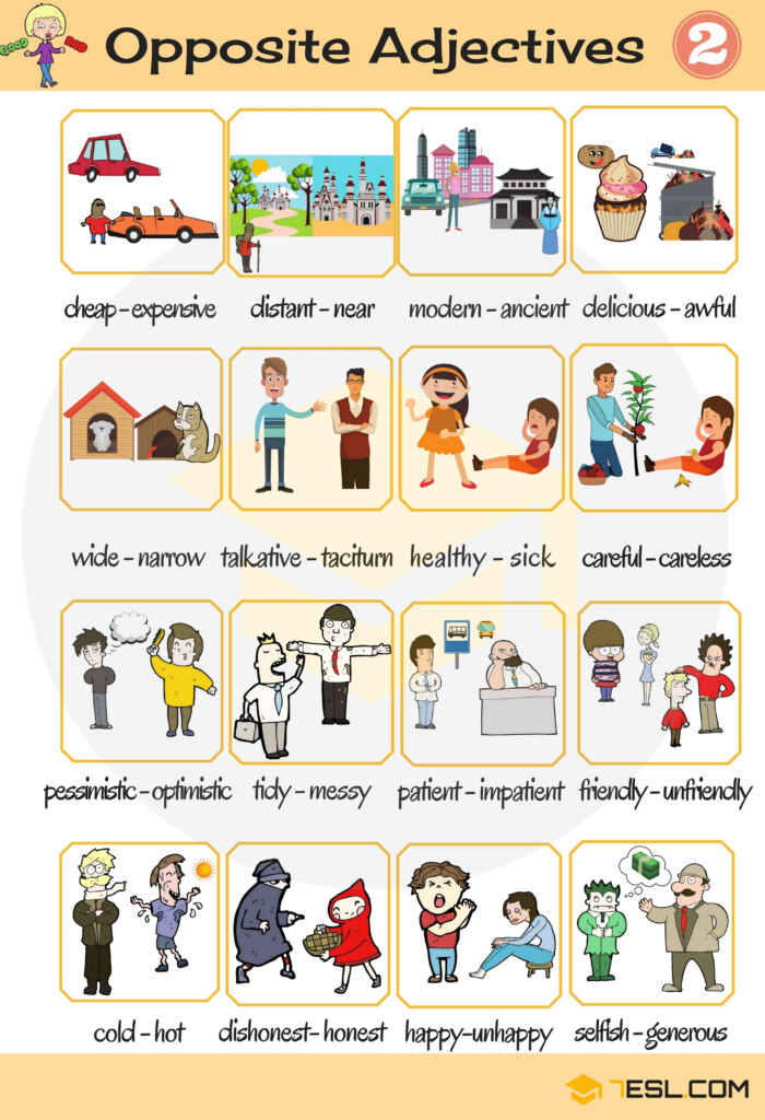 List Of Opposite Adjectives In English ESLBuzz Learning English