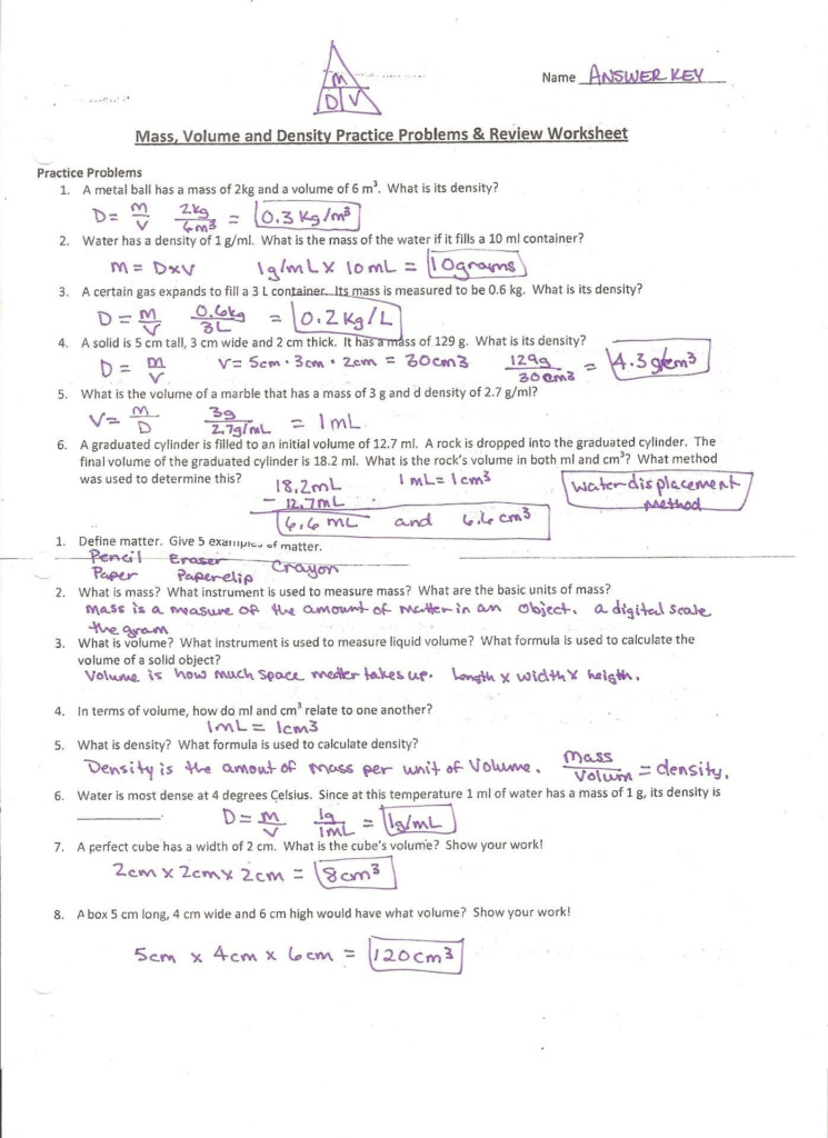 Mass And Weight Worksheet Answer Key Db excel