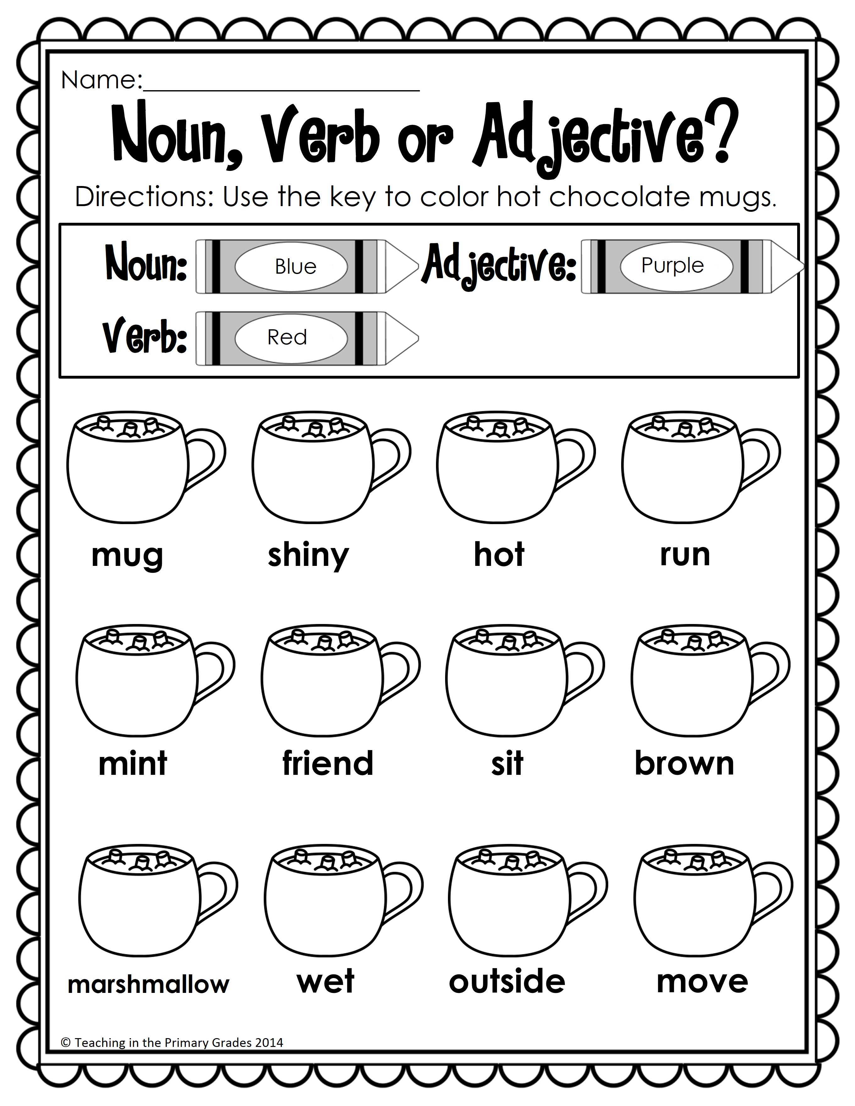 Nouns Adjectives And Verbs Worksheet For 3th Grade