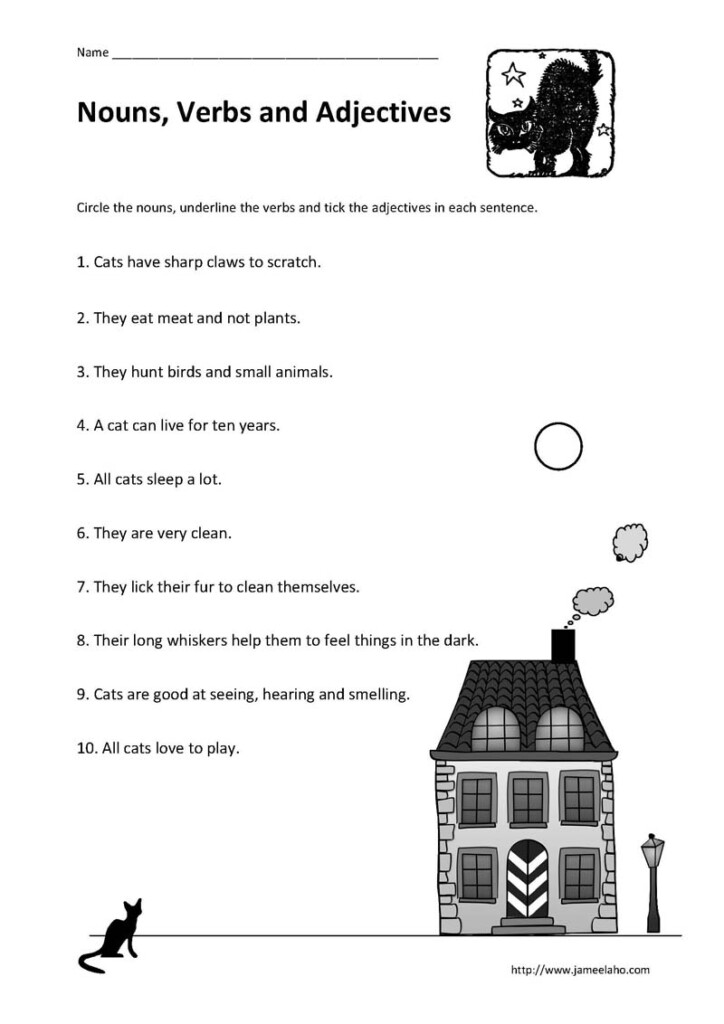 Noun Adjective Verb Worksheets