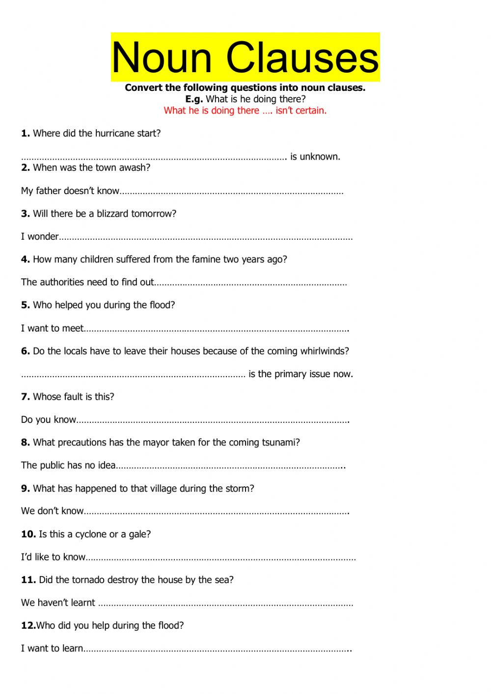 Adjective Clause Worksheets Printables 