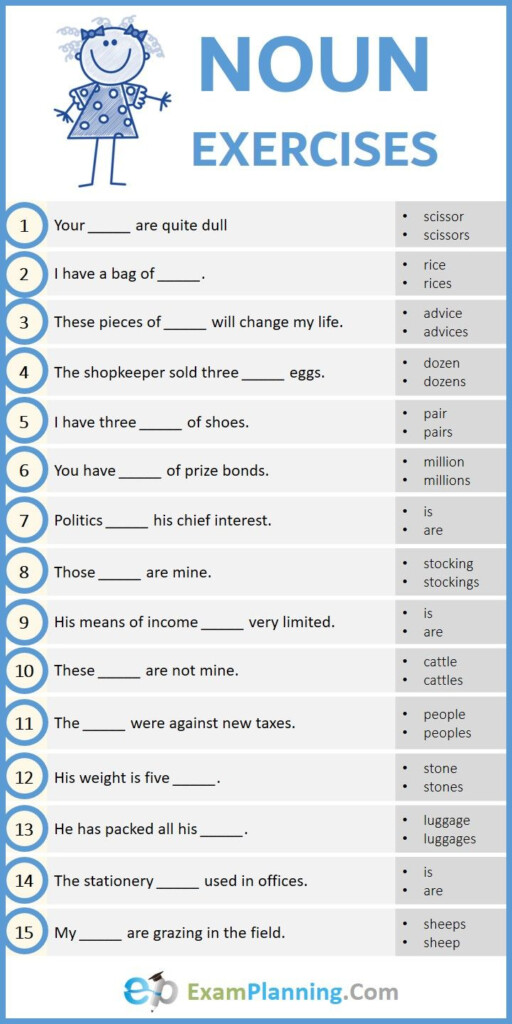 Noun Exercises With Answers Nouns Exercises Learn English Grammar 
