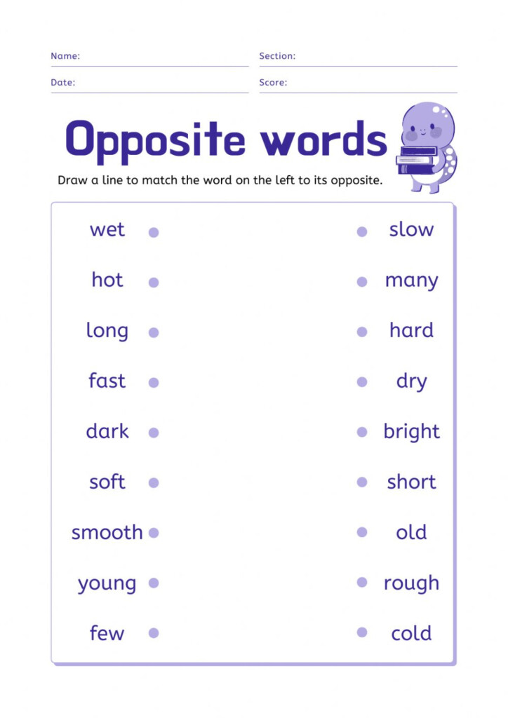 Opposite Word Worksheet