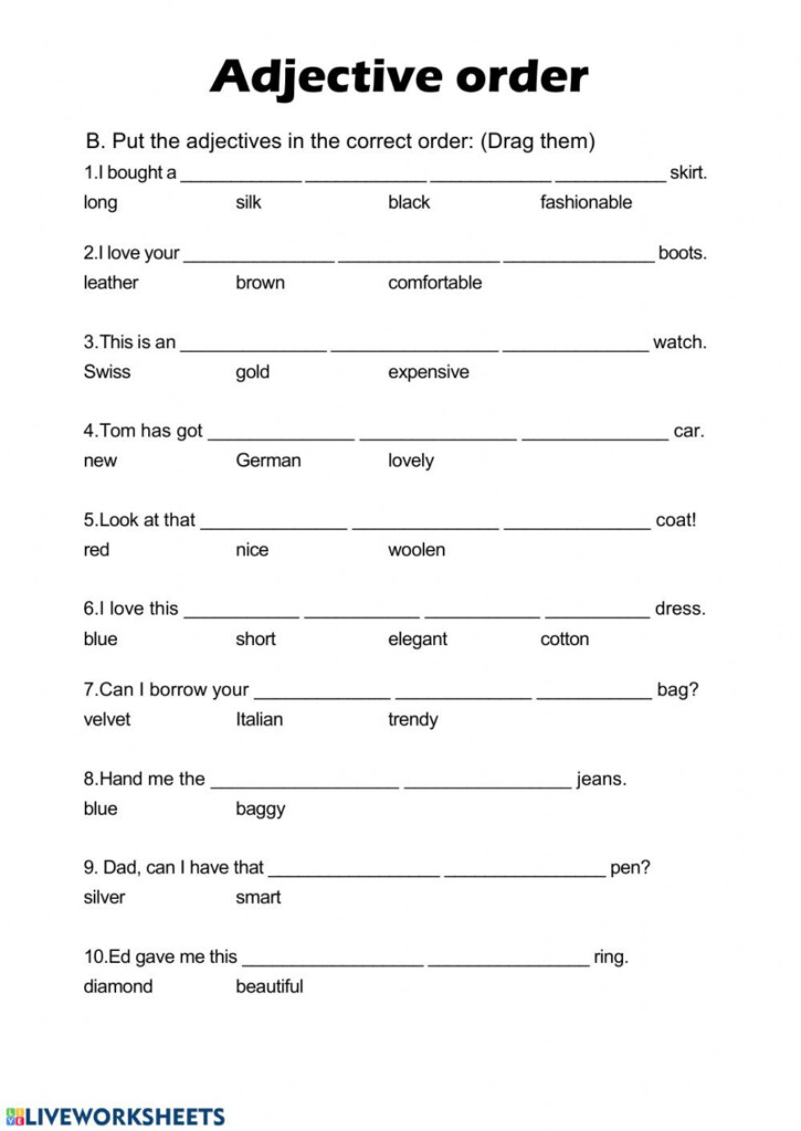 Order Of Adjectives Interactive And Downloadable Worksheet You Can Do 