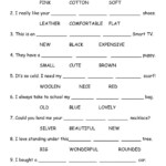 Order Of Adjectives Worksheet