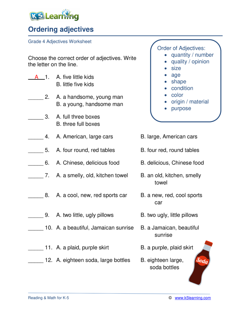 Ordering Adjectives Review TABITHA HUCKABY Library Formative