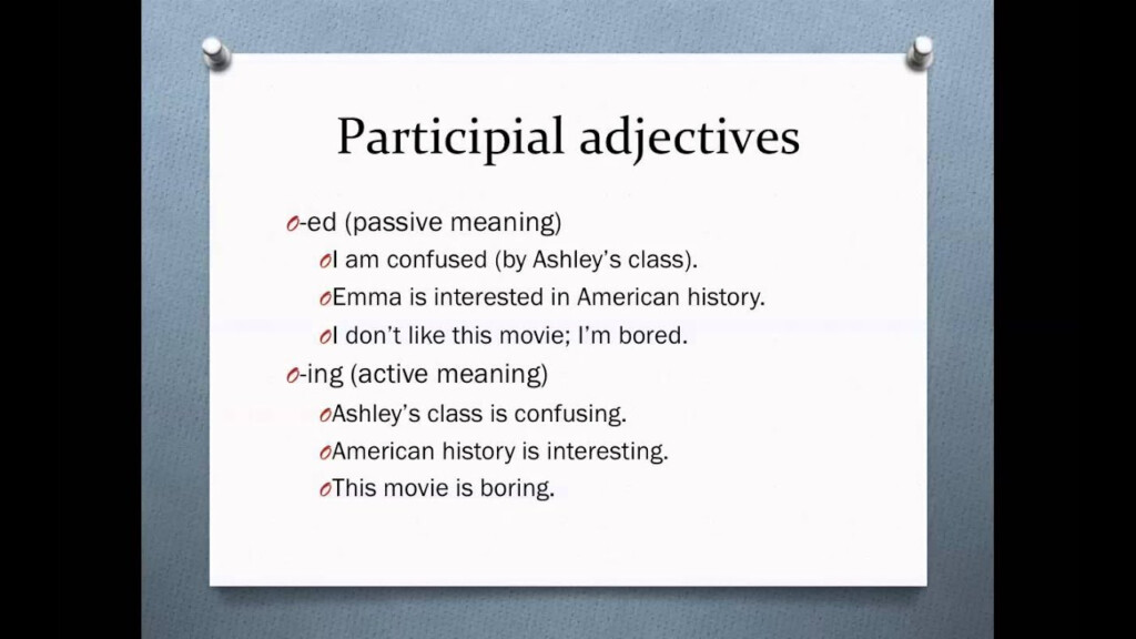 Participial Adjectives YouTube