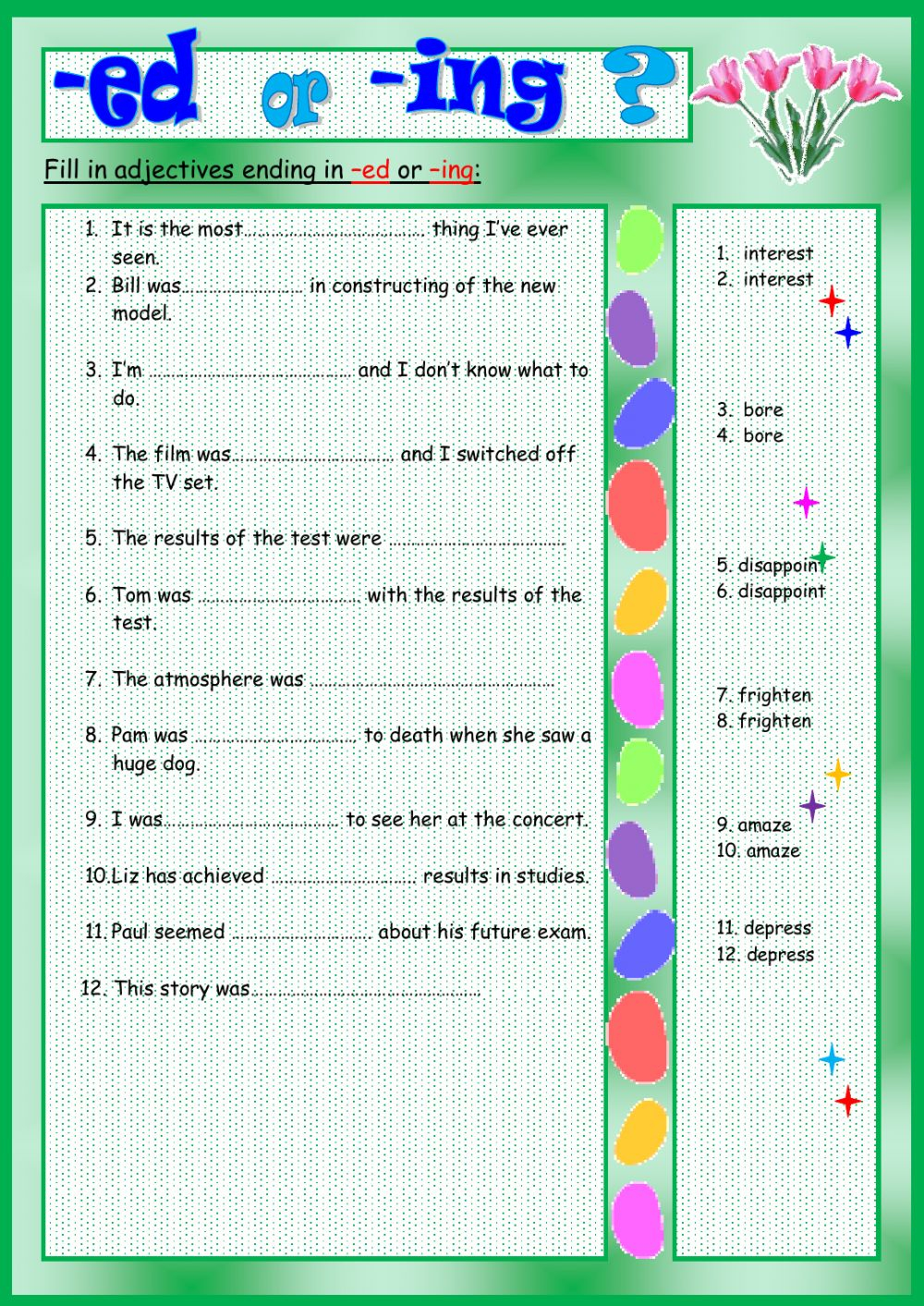 Participle Adjectives Activity