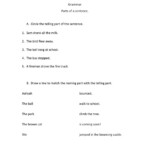 Parts Of A Sentences Worksheet