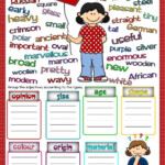 Parts Of Speech Types Of Adjectives Worksheet