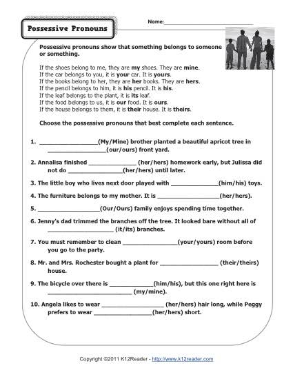 Personal Pronoun Worksheet 7th Grade