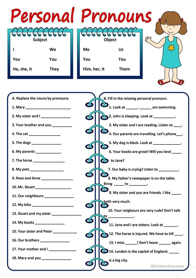 PERSONAL PRONOUNS English ESL Worksheets Personal Pronouns 