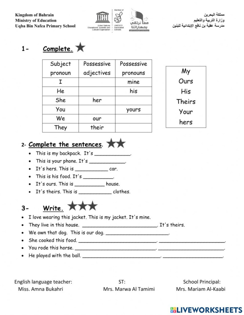 possessive-adjectives-and-pronouns-exercise-for-grade-5-adjectiveworksheets