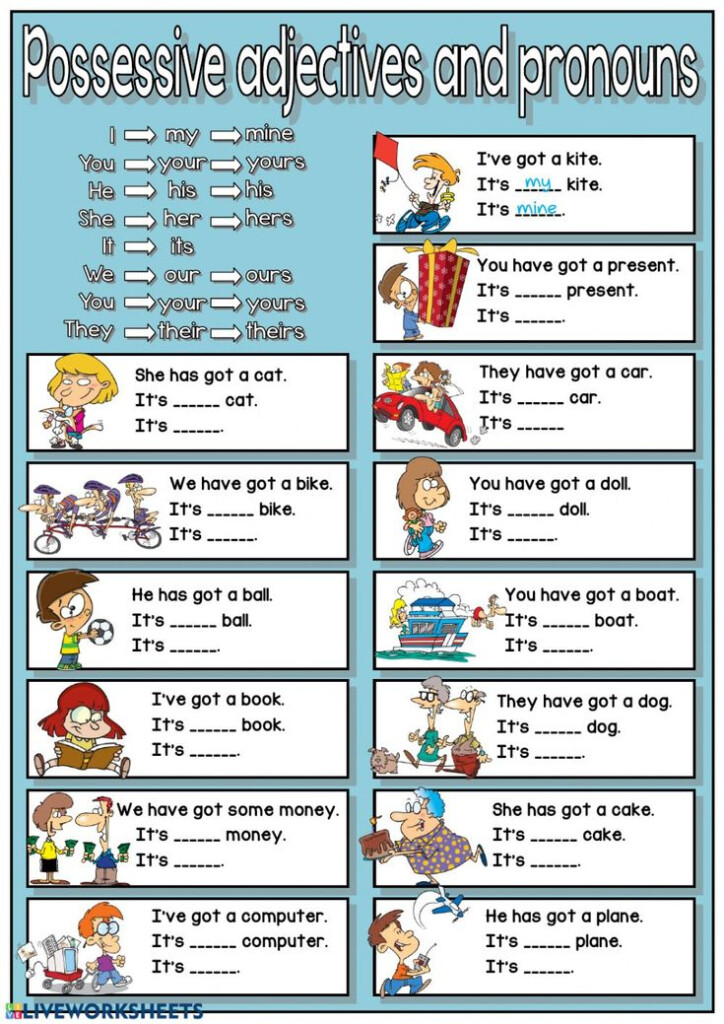 Adjective Pronouns Worksheet Adjectiveworksheets