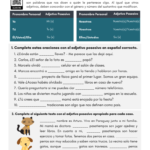 Possessive Adjectives In Spanish PDF Worksheet SpanishLearningLab